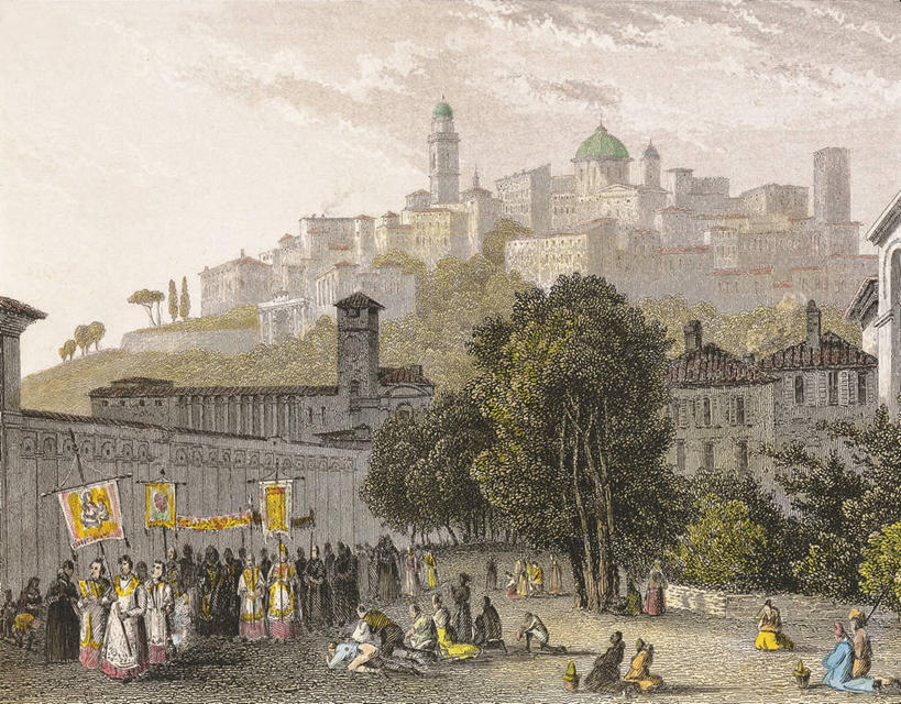 横图,插画,室外,白天,数码,科技,山,天际线,城市,建筑,旗帜,意大利,阴影,网络,许多人,高光,几何,计算机图形,合成,图画,历史,画,天空,一群人,宗教,电脑合成图,数码合成图,基督教,合成图,漫画,贝加莫,伦巴第大区,写实,具体,具象,彩图