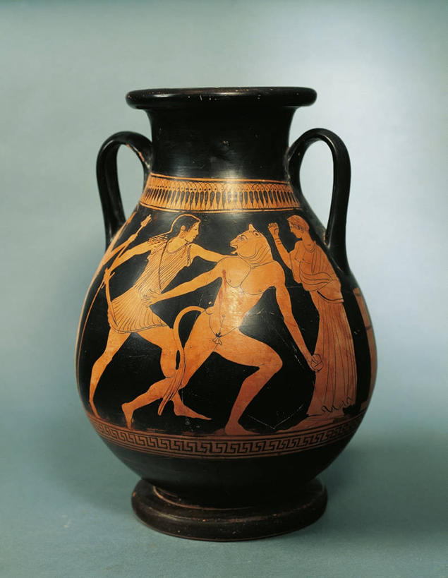 无人,竖图,灰色背景,神话,装饰,冲突,标志,符号,陶瓷制品,历史,标识,古罗马,古代,一个,灰色,陶器,摄影,单个,打斗,手艺,勇气,性别符号,英雄,古希腊,古代文明,美术工艺,特修斯,彩图,影棚拍摄,男性符号,过去