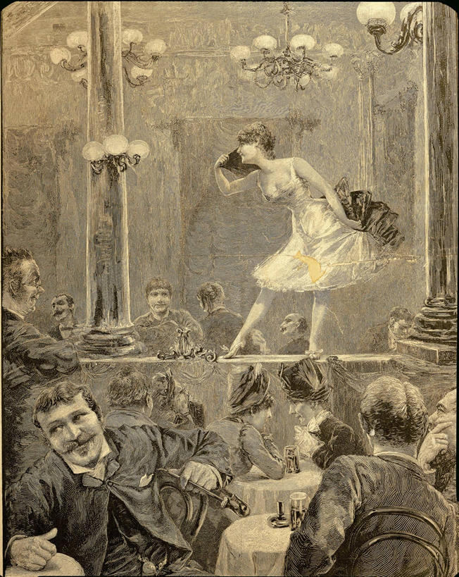 成年人,舞台,站,坐,竖图,插画,室内,夜晚,民族服装,晚礼服,夜生活,数码,科技,桌子,剧院,帽子,表演,阴影,网络,柱子,许多人,高光,几何,计算机图形,合成,图画,拿着,画,扮演,靠,靠着,一群人,观看,电脑合成图,数码合成图,演出,合成图,水晶吊灯,漫画,杂耍,写实,具体,具象,男人,女人,彩图,传统服装,民俗服,舞蹈,咖啡馆