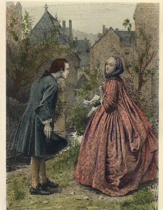 成年人,两个人,站,竖图,插画,室外,白天,数码,科技,河流,建筑,阴影,套装,会议,网络,城镇,高光,几何,计算机图形,合成,图画,拿着,画,电脑合成图,数码合成图,合成图,漫画,18世纪,写实,具体,具象,卢梭,男人,女人,彩图,过去