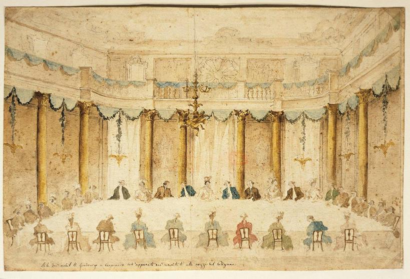 横图,插画,室内,白天,婚礼,数码,科技,桌子,阴影,庆祝,网络,许多人,高光,几何,计算机图形,合成,图画,画,一群人,电脑合成图,数码合成图,合成图,漫画,18世纪,写实,具体,具象,洛可可风格,彩图