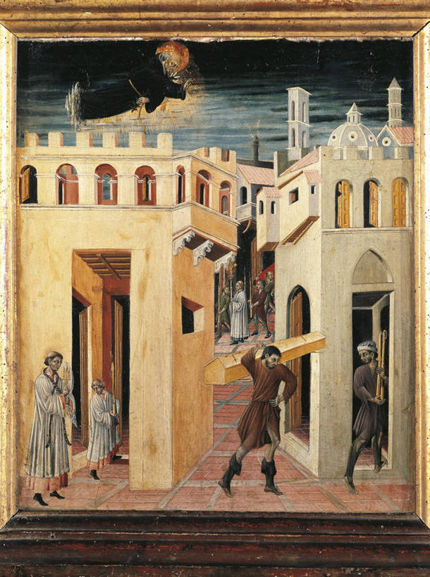 成年人,竖图,室外,白天,绘画,建筑,艺术,城镇,半空,古典,文化,飞,工艺品,品味,宗教,美术,高雅,基督教,运送,美学,神迹,美术工艺,男人,彩图