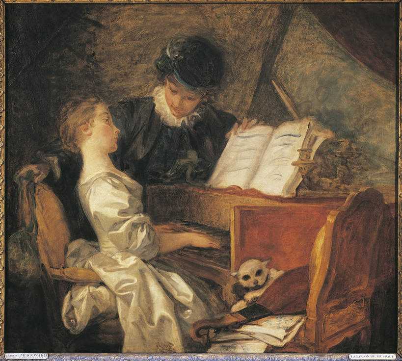 儿童,成年人,两个人,教师,横图,插画,室内,绘画,数码,科技,宠物,猫,表演,阴影,艺术,网络,乐谱,乐器,高光,几何,计算机图形,古典,教育,音乐,合成,图画,文化,画,工艺品,品味,教室,美术,电脑合成图,数码合成图,专心,高雅,知识,合成图,漫画,18世纪,写实,具体,具象,美学,洛可可风格,女孩,女人,彩图,大键琴