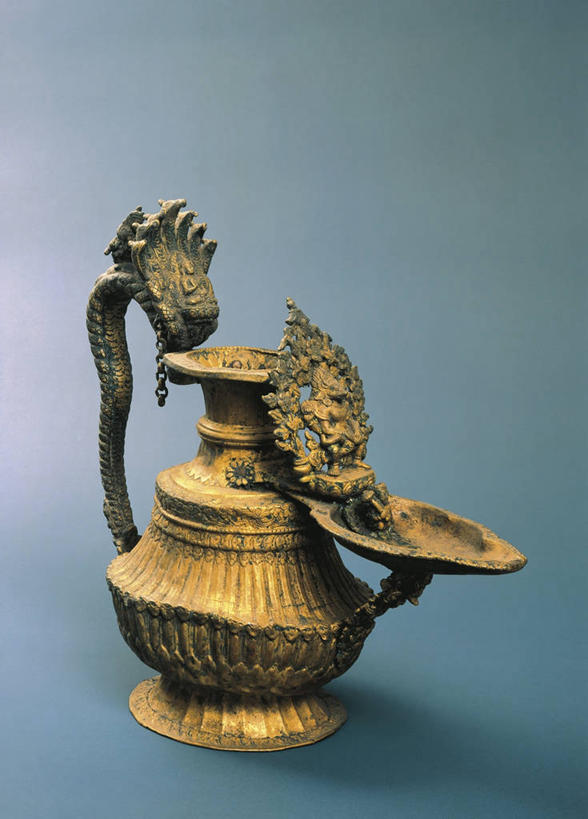 无人,竖图,蓝色背景,褐色,一个,摄影,单个,油灯,手艺,18世纪,工匠,美术工艺,彩图,影棚拍摄