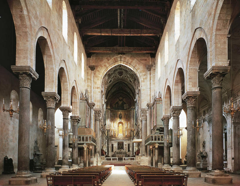 无人,横图,室内,白天,建筑,意大利,拱门,摄影,基督教,西西里,祭坛,拱廊,彩图,大教堂