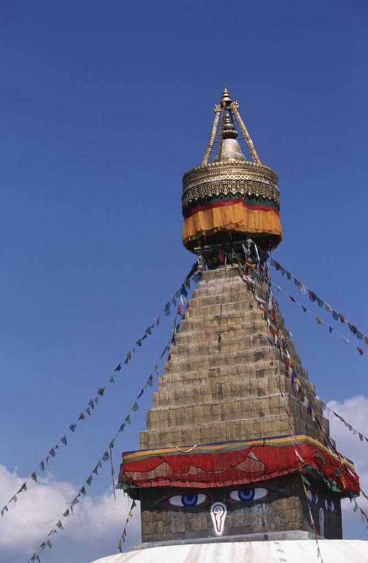 无人,竖图,室外,白天,仰视,尼泊尔,首都,历史,经幡,佛塔,地标建筑,摄影,佛教,加德满都,博达塔,喇嘛教,彩图,低角度拍摄,拟人