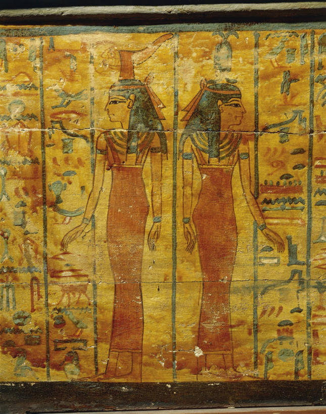 成年人,头发,两个人,站,竖图,室内,装饰,木制,历史,古代,黑色,背靠背,摄影,死亡,古埃及文明,古代文明,长发,彩图,传统服装,传统文化,过去