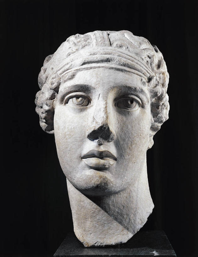 无人,竖图,雕塑,黑色背景,束发带,大理石,古代,一个,摄影,单个,古代文明,美术工艺,发型,彩图,影棚拍摄,过去