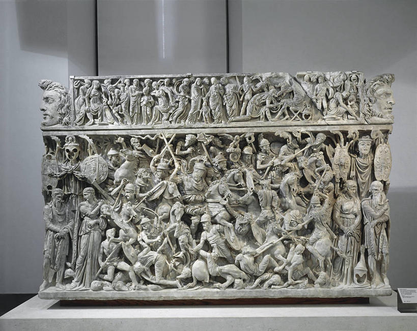 无人,横图,室内,马,士兵,冲突,标志,符号,大理石,标识,古代,一个,摄影,单个,打斗,石棺,战役,性别符号,古代文明,美术工艺,彩图,混沌,浅浮雕,男性符号,过去