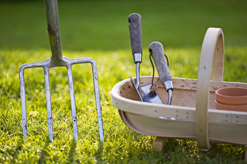 无人,横图,室外,特写,白天,仰视,草坪,美景,植物,静物,花盆,金属制品,英国,金属,木制,工具,景观,园艺,设备,英格兰,物品,草,自然,容器,景色,摄影,泥刀,耙子,自然风光,逆光,农具,耕具,彩图,低角度拍摄,对焦