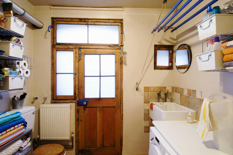 无人,横图,室内,白天,浴室,水槽,首都,现代,英格兰,架子,洗衣服,容器,箱子,工具箱,摄影,洗衣机,储藏,储存,用具,彩图,贮存,散热器