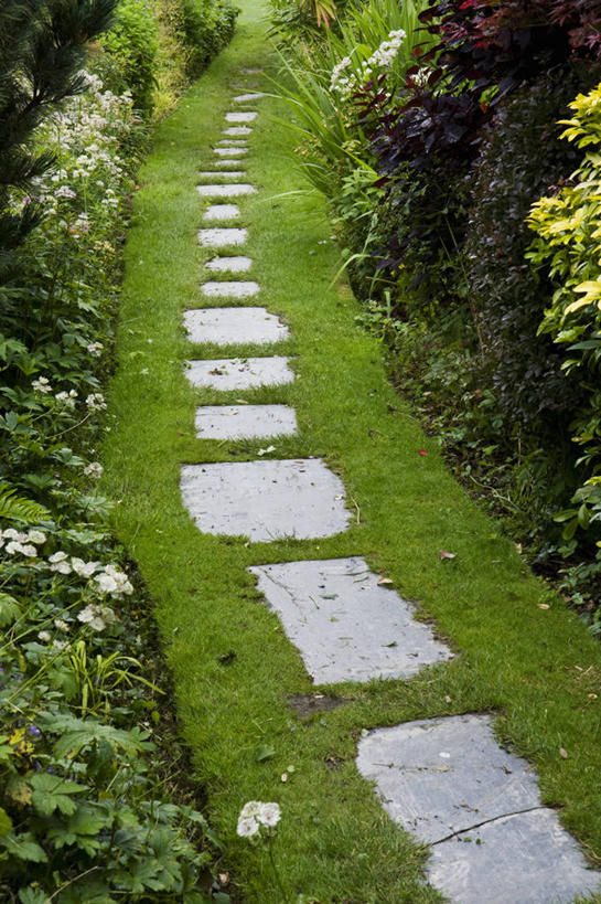 无人,竖图,室外,白天,美景,植物,花坛,庭院,景观,小路,草,花,自然,夏天,景色,摄影,多样,垫脚石,自然风光,沥青,彩图,花园路