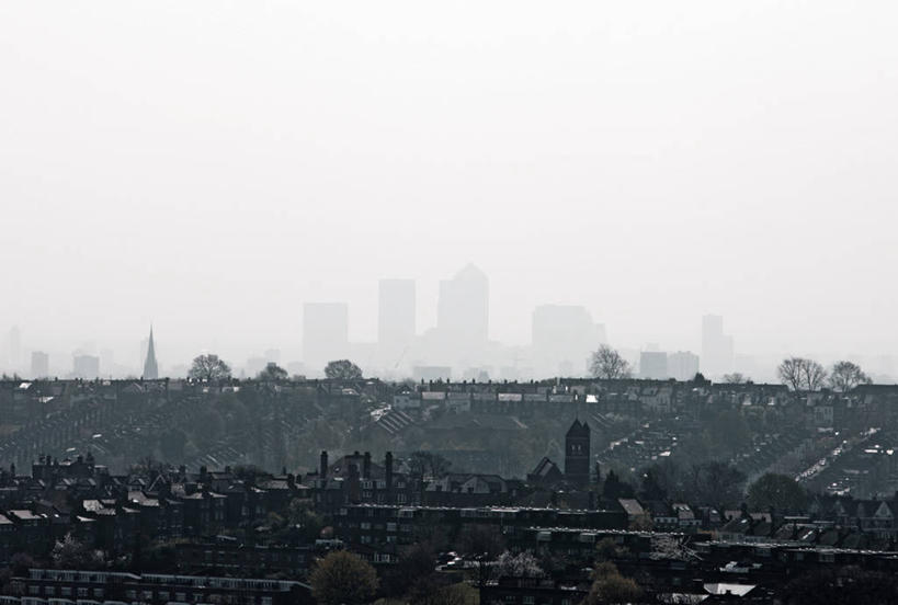 无人,横图,室外,白天,留白,天际线,雾,摩天大楼,英国,烟雾,天气,首都,摄影,剪影,彩图