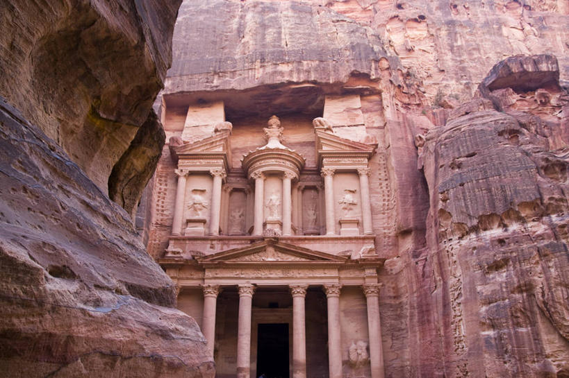 无人,横图,室外,白天,仰视,建筑,约旦,废墟,地标建筑,摄影,佩特拉,岩石,彩图,低角度拍摄,过去