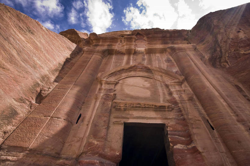 无人,横图,室外,白天,仰视,建筑,约旦,废墟,摄影,坟墓,佩特拉,岩石,彩图,低角度拍摄,过去