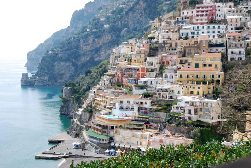 无人,横图,室外,白天,海洋,建筑,房屋,悬崖,摄影,岩层,意大利文化,波西塔诺,岩石,彩图