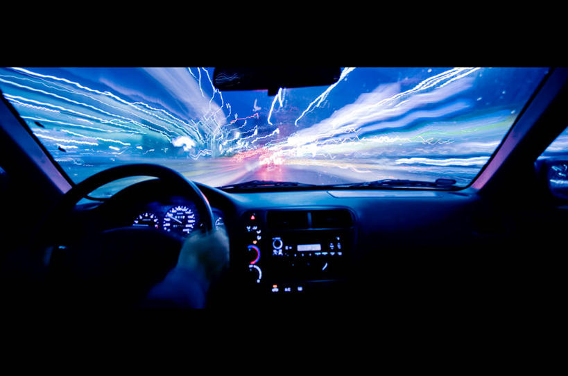 一个人,横图,夜晚,长时间曝光,旅途,路灯,汽车,墨西哥,首都,运输,摄影,迅速,照亮,拉丁美洲,驾车,墨西哥城,彩图,旅行