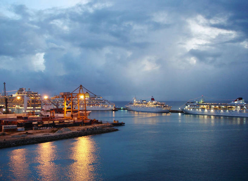 无人,横图,室外,旅途,海洋,多云,格林纳达,反射,黄昏,邮轮,运输,摄影,照亮,彩图,海港