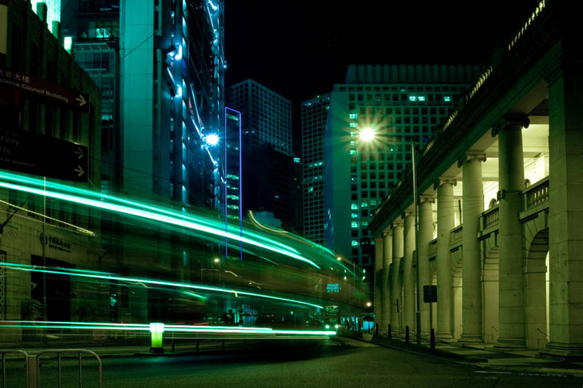 无人,横图,室外,夜晚,运动模糊,长时间曝光,道路,建筑,路,公路,香港,交通,现代,摄影,迅速,照亮,马路,彩图