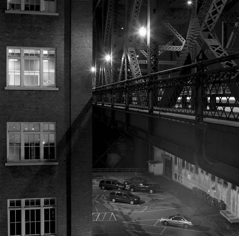 无人,停车场,横图,黑白,室外,夜晚,建筑,路灯,汽车,美国,工业,摄影,停止,暂停,市区,停滞,工业建筑,波特兰