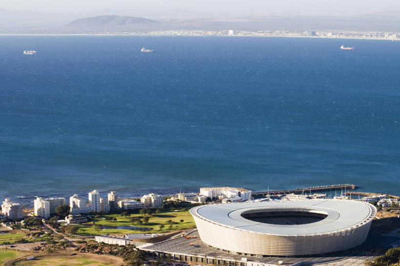 无人,横图,俯视,室外,海洋,山脉,南非,椭圆形,地平线,辽阔,地面,首都,体育场,地标建筑,广阔,摄影,一望无际,延伸,开普敦,天地相交,西开普省,无边无际,一马平川,足球运动,彩图,高角度拍摄,锡格纳尔山