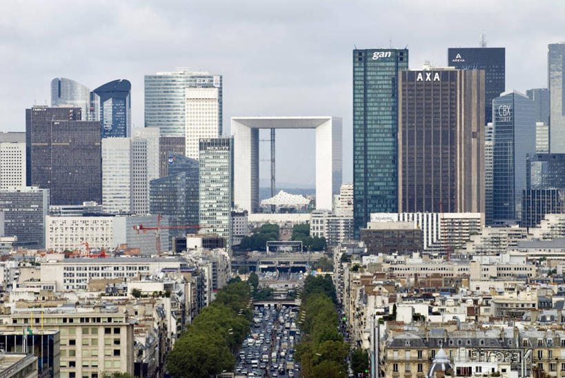 无人,横图,俯视,室外,白天,天际线,建筑,街道,摩天大楼,法国,巴黎,首都,现代,摄影,拉德芳斯,金融区,彩图,高角度拍摄