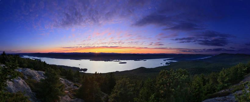无人,横图,全景,室外,美景,日落,美国,地平线,地形,景观,水平线,风景,自然,景色,摄影,自然风光,纽约州,阿迪朗达克州立公园,彩图,乔治湖,广角