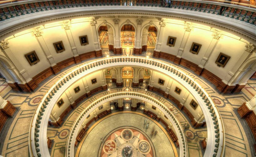 无人,栏杆,横图,俯视,室内,阳台,建筑,美国,历史,摄影,照亮,政府大楼,圆顶建筑,政府,政治,德克萨斯,奥斯汀镇,彩图,高角度拍摄