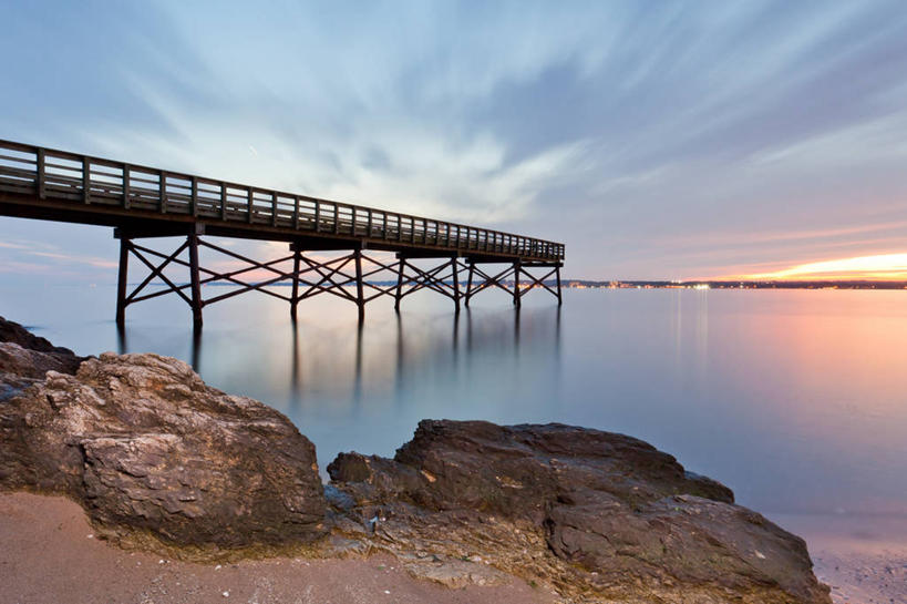 无人,码头,横图,室外,长时间曝光,重复,海洋,美景,日落,水,美国,反射,海岸线,景观,云,自然,黄昏,景色,摄影,宁静,自然风光,透视图,剪影,康涅狄格州,完美,新港,岩石,彩图