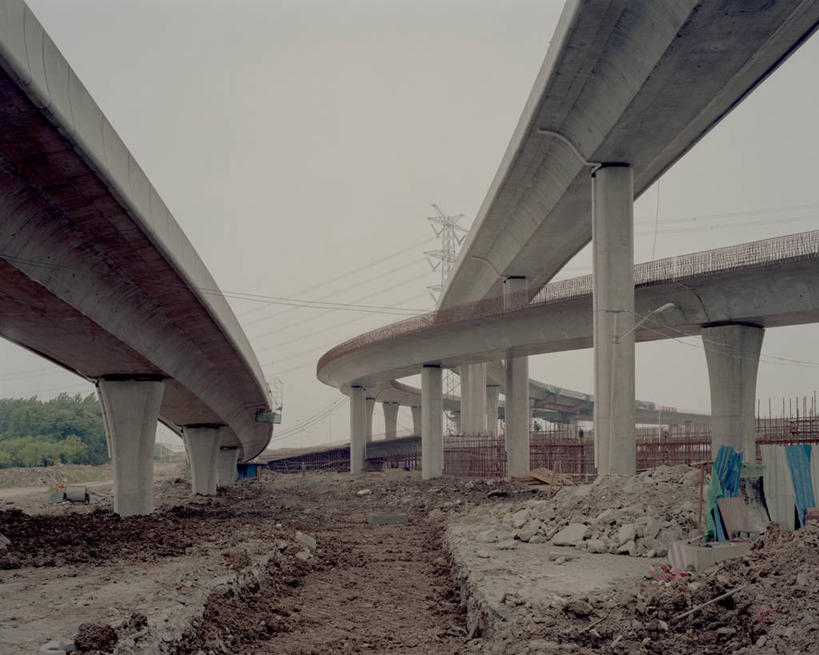 无人,横图,室外,白天,建筑,立交桥,公路,上海,柱子,泥土,混凝土,建筑工地,运输,摄影,发展,高架道路,彩图,道路工程