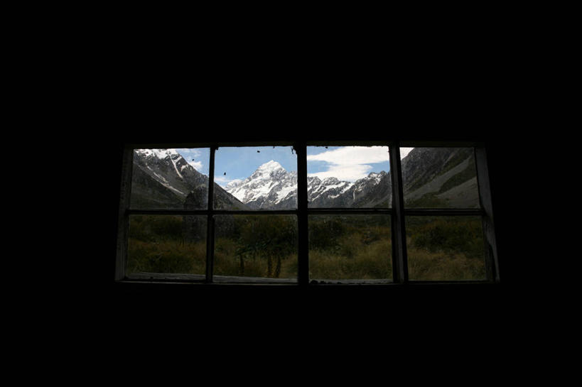 无人,横图,室内,白天,仰视,美景,山脉,雪山,窗户,新西兰,景观,自然,景色,摄影,自然风光,库克山,冒险,彩图,低角度拍摄