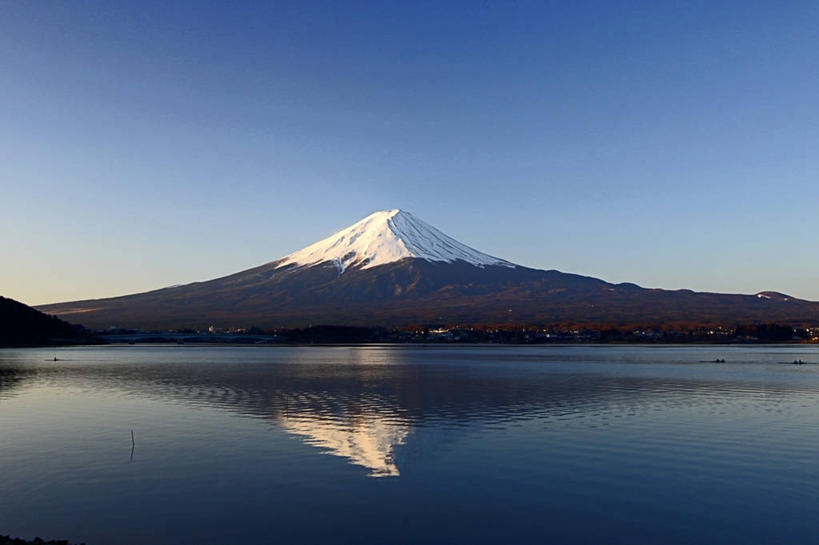 无人,横图,室外,白天,湖,美景,山,雪,雪山,富士山,日本,反射,景观,山顶,风景,自然,景色,摄影,宁静,自然风光,万里无云,山梨县,彩图,河口湖