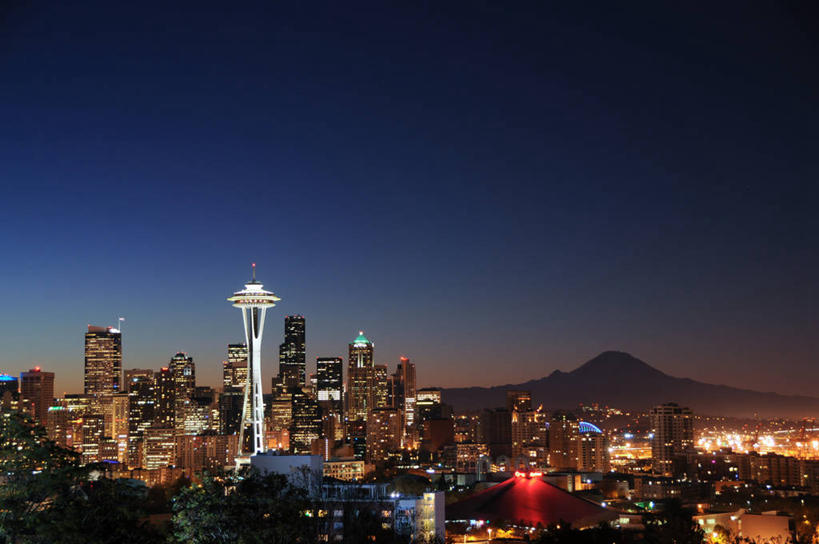 无人,横图,室外,度假,美景,天际线,城市风光,城市,建筑,美国,景观,黎明,娱乐,自然,享受,休闲,景色,放松,摄影,照亮,西雅图,万里无云,彩图,皮尔斯县