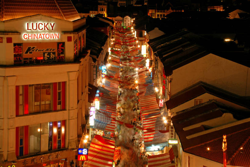 无人,横图,室外,夜晚,建筑,新加坡,春节,庆祝,装饰,文字,唐人街,摄影,英文字母,照亮,中国文化,彩图,传统文化