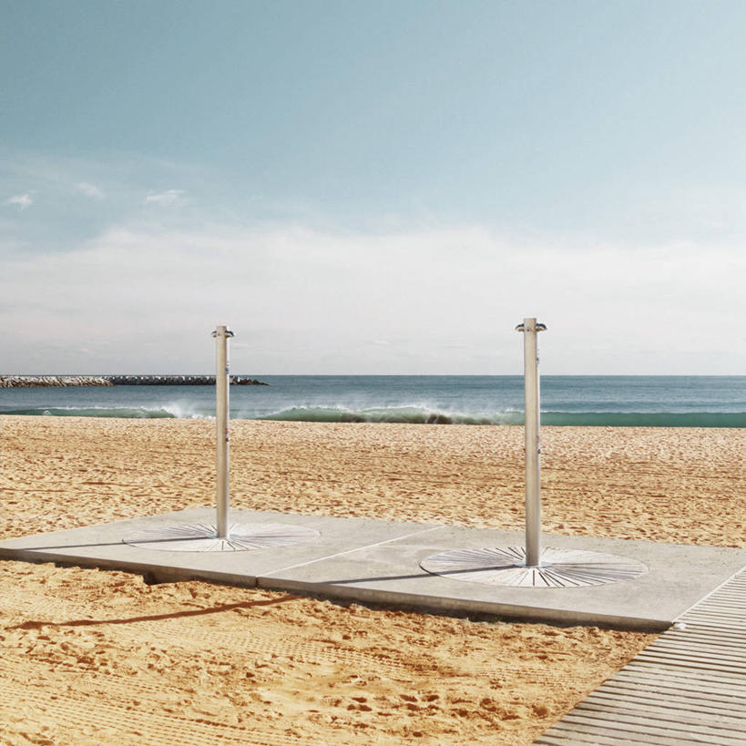 无人,方图,室外,白天,海洋,西班牙,巴塞罗那,淋浴,沙子,水平线,天空,自然,摄影,宁静,海滩,彩图