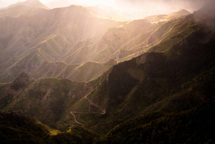 无人,横图,室外,白天,美景,山,日光,西班牙,弯曲,景观,山路,风景,天空,自然,景色,摄影,宁静,自然风光,特内里费岛,大西洋群岛,彩图