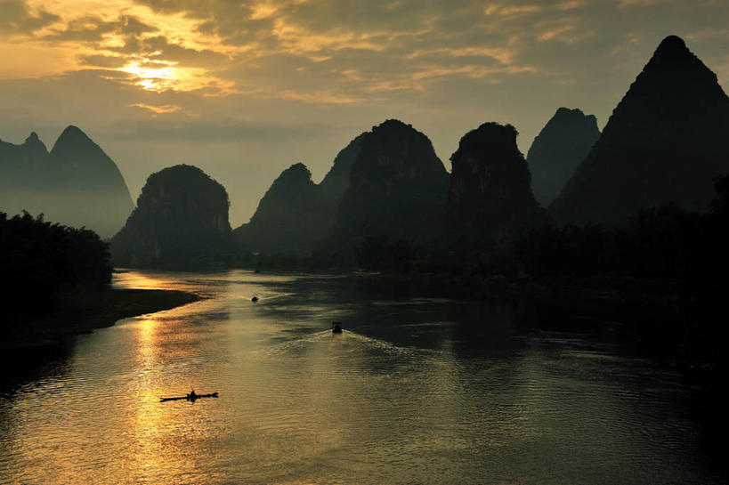 无人,横图,室外,白天,夜晚,河流,美景,山,山脉,水,桂林,反射,景观,云,宏伟,风景,自然,景色,摄影,宁静,自然风光,漓江,自然地理,彩图