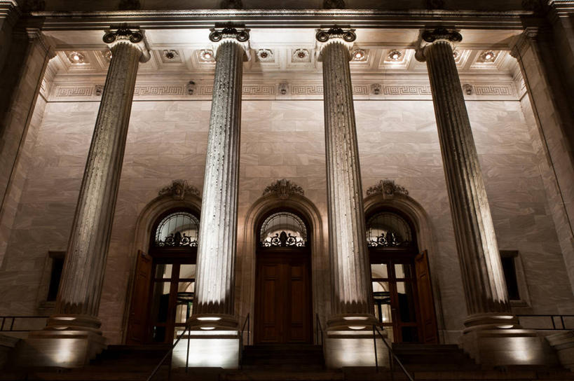 无人,博物馆,横图,室外,夜晚,仰视,建筑,加拿大,柱子,历史,摄影,照亮,魁北克,蒙特利尔,彩图,低角度拍摄