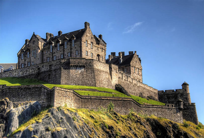 无人,横图,室外,白天,仰视,山,建筑,英国,城堡,首都,历史,苏格兰,天空,摄影,爱丁堡,彩图,低角度拍摄