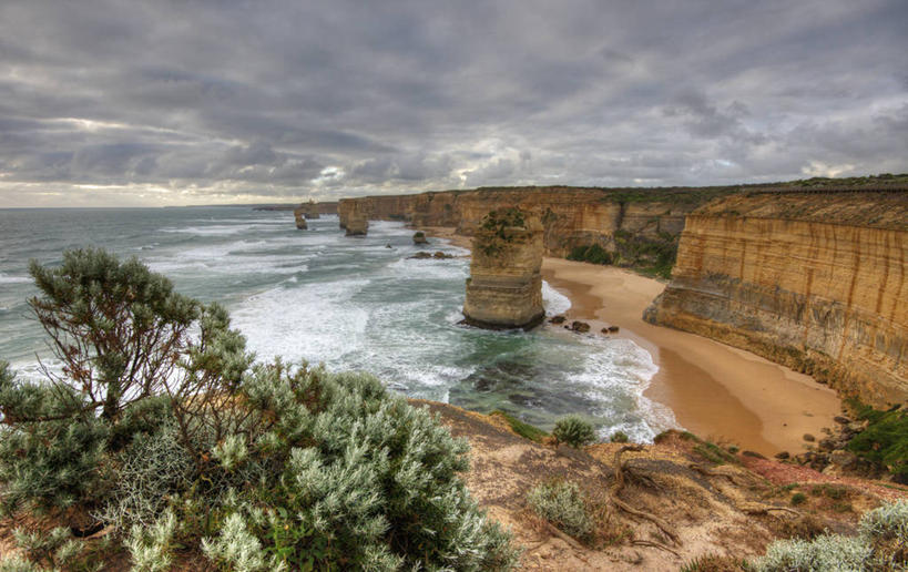 无人,横图,室外,白天,海洋,美景,澳大利亚,景观,悬崖,云,树,风景,天空,自然,景色,摄影,灌木,宁静,自然风光,大洋路,海滩,岩石,彩图