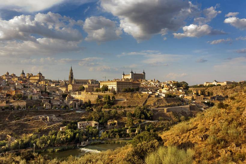 无人,教堂,横图,室外,白天,度假,河流,美景,城市风光,城市,西班牙,景观,云,娱乐,草,天空,享受,休闲,景色,放松,摄影,宗教,宁静,托莱多,塔霍河,托莱多省,托莱多大教堂,彩图,大教堂