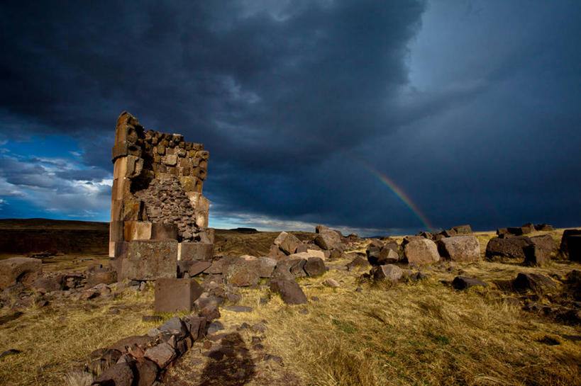 无人,横图,室外,旅游,彩虹,多云,秘鲁,地形,云,历史,废墟,天空,自然,摄影,考古学,古代文明,彩图,传统文化