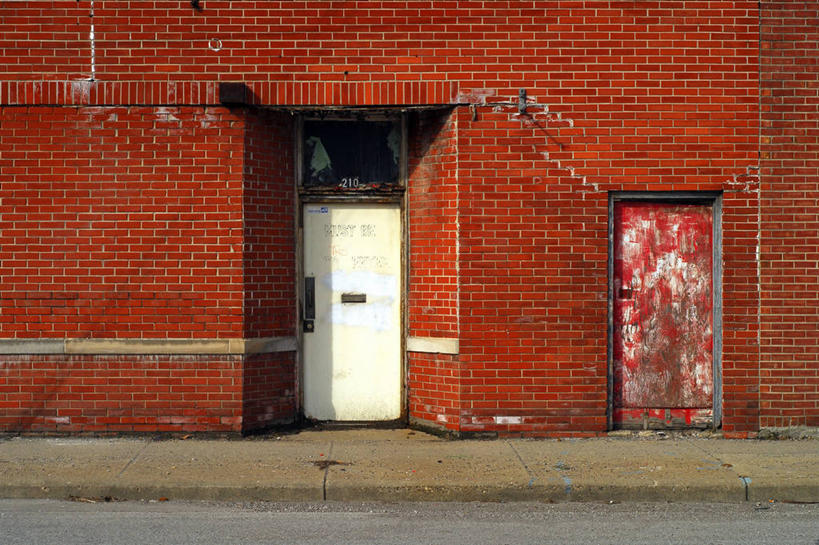 无人,横图,室外,白天,门,建筑,路,美国,关闭,砖墙,摄影,封闭,彩图