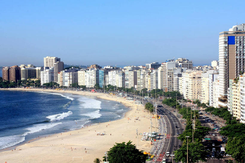 无人,横图,俯视,航拍,室外,白天,度假,海浪,海洋,美景,城市风光,城市,建筑,摩天大楼,日光,巴西,景观,娱乐,自然,地标建筑,享受,休闲,景色,放松,摄影,宁静,鸟瞰,里约热内卢,万里无云,里约热内卢州,科巴卡巴纳海滩,海滩,彩图,高角度拍摄