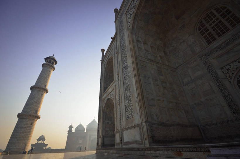 无人,横图,室外,仰视,旅游,建筑,泰姬陵,印度,拱门,黎明,历史,天空,摄影,阿格拉,北方邦,式样,彩图,低角度拍摄,旅行