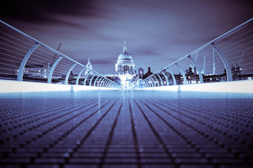 无人,教堂,横图,室外,城市,建筑,英国,桥,首都,圣保罗大教堂,天空,黄昏,运输,摄影,圆顶建筑,英国文化,伦敦千禧桥,彩图