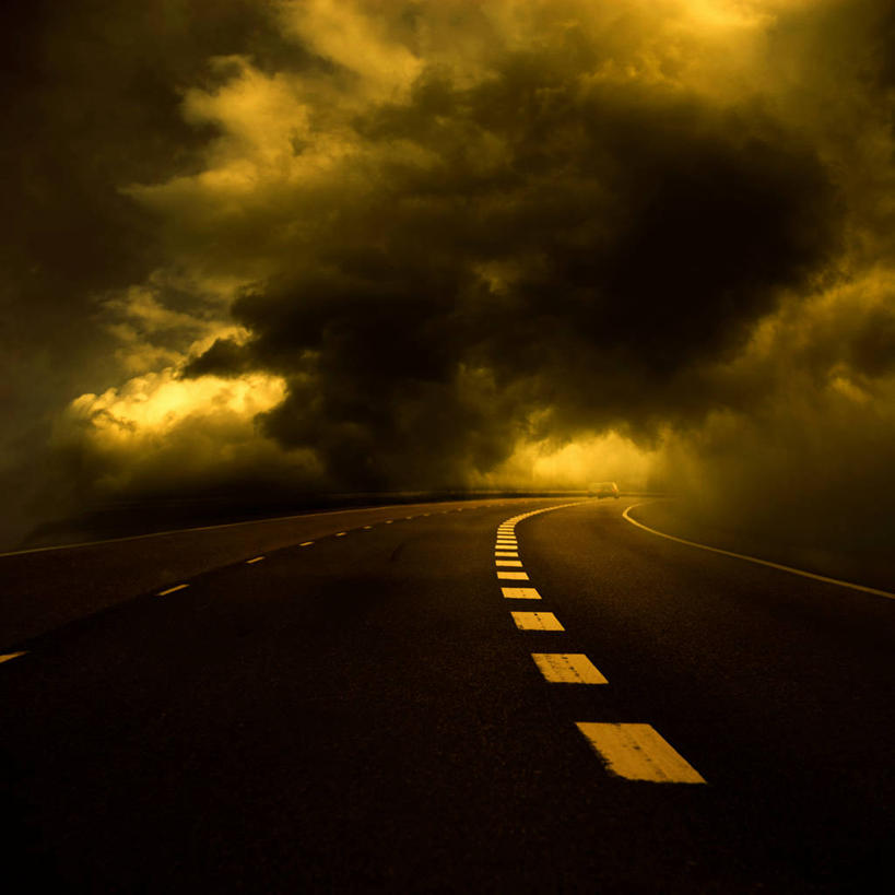 无人,方图,室外,消失点,路,乌云,分界线,天气,方向,黄昏,运输,摄影,交通标志,彩图