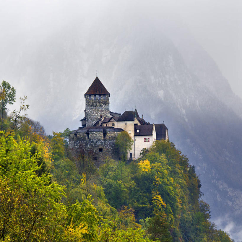 无人,方图,室外,白天,美景,山脉,雪山,城堡,景观,冬天,首都,历史,草,树,自然,景色,摄影,灌木,宁静,自然风光,列支敦士登公国,瓦杜兹,瓦杜兹城堡,彩图
