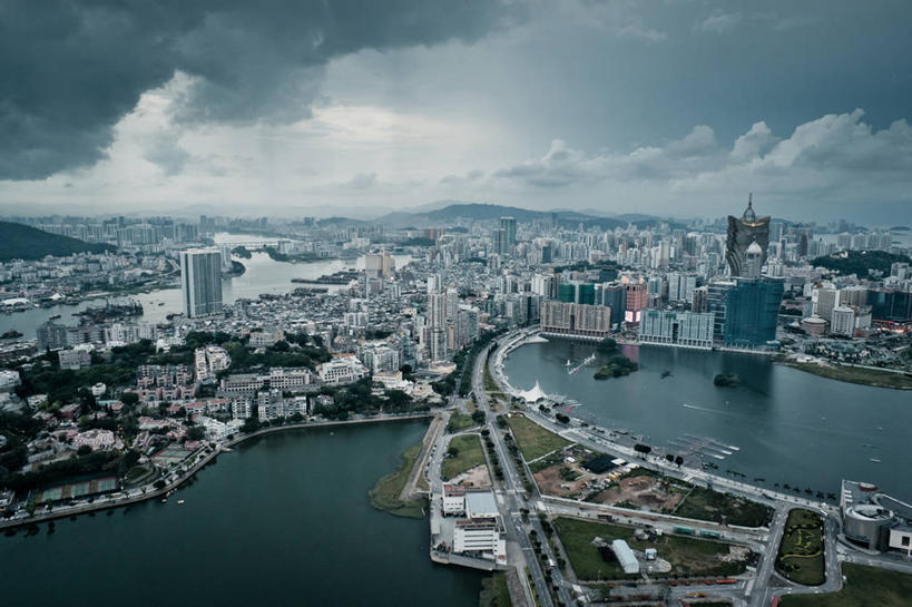 无人,横图,俯视,航拍,室外,白天,度假,海洋,美景,水,城市风光,城市,建筑,澳门,景观,云,塔,娱乐,现代,享受,休闲,景色,放松,摄影,鸟瞰,彩图,高角度拍摄