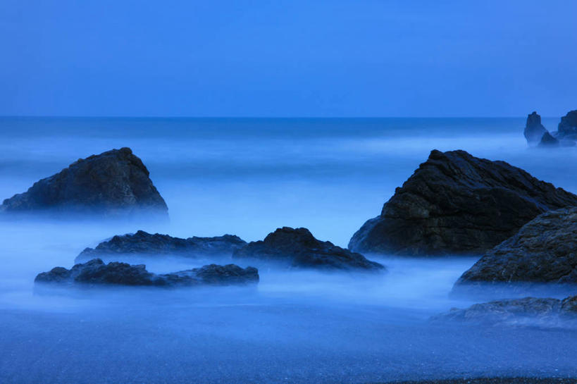 无人,横图,室外,长时间曝光,海洋,美景,爱知县,日本,景观,水平线,黎明,蓝色,风景,自然,景色,摄影,宁静,岩层,自然风光,万里无云,岩石,彩图